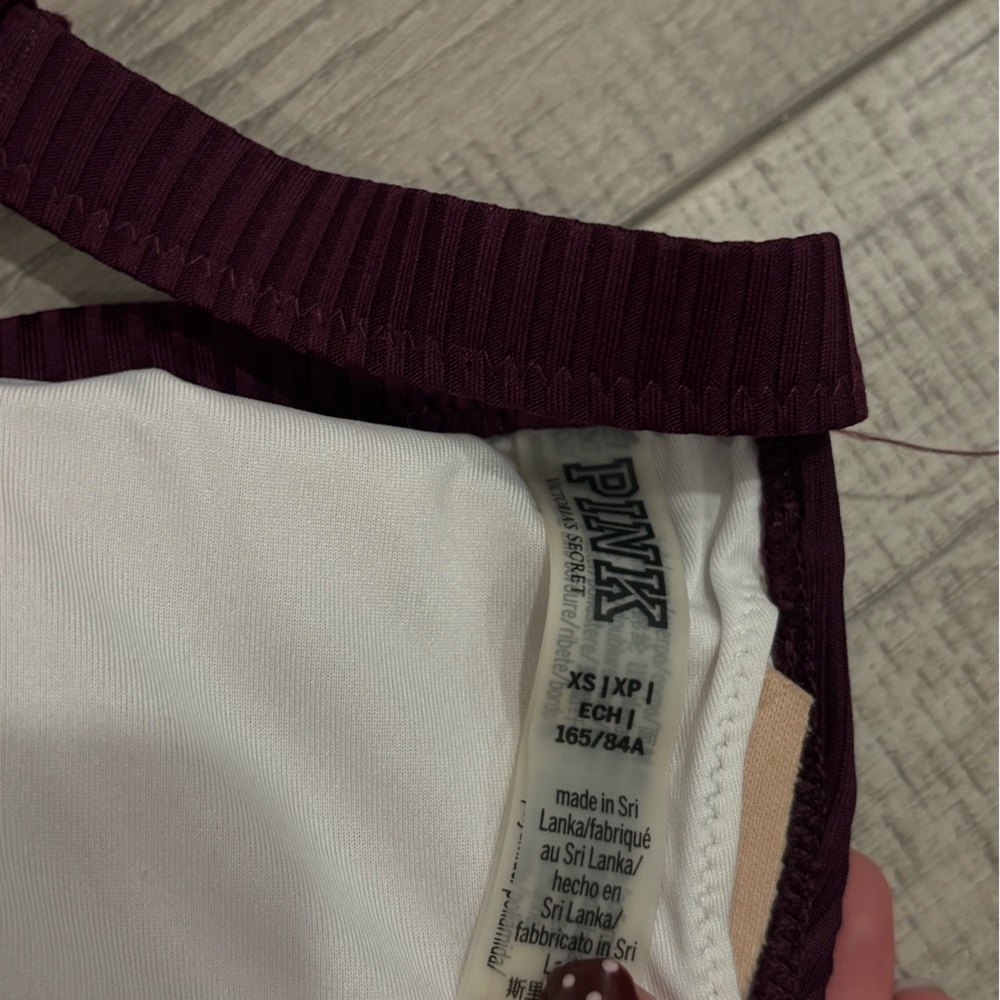 PINK Victoria's Secret Deep Burgundy Bikini Top XS - Picture 3 of 3